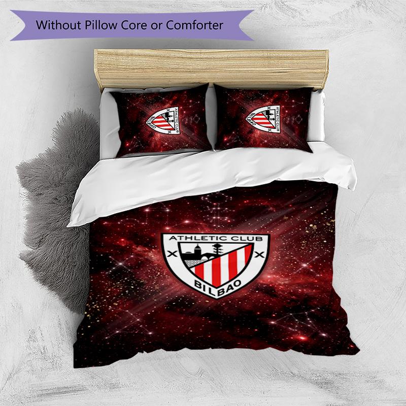 Athletic Bilbao Football Printed 3 Pieces Bedding Set, Comfortable Skin Friendly Bedroom Duvet Cover Set