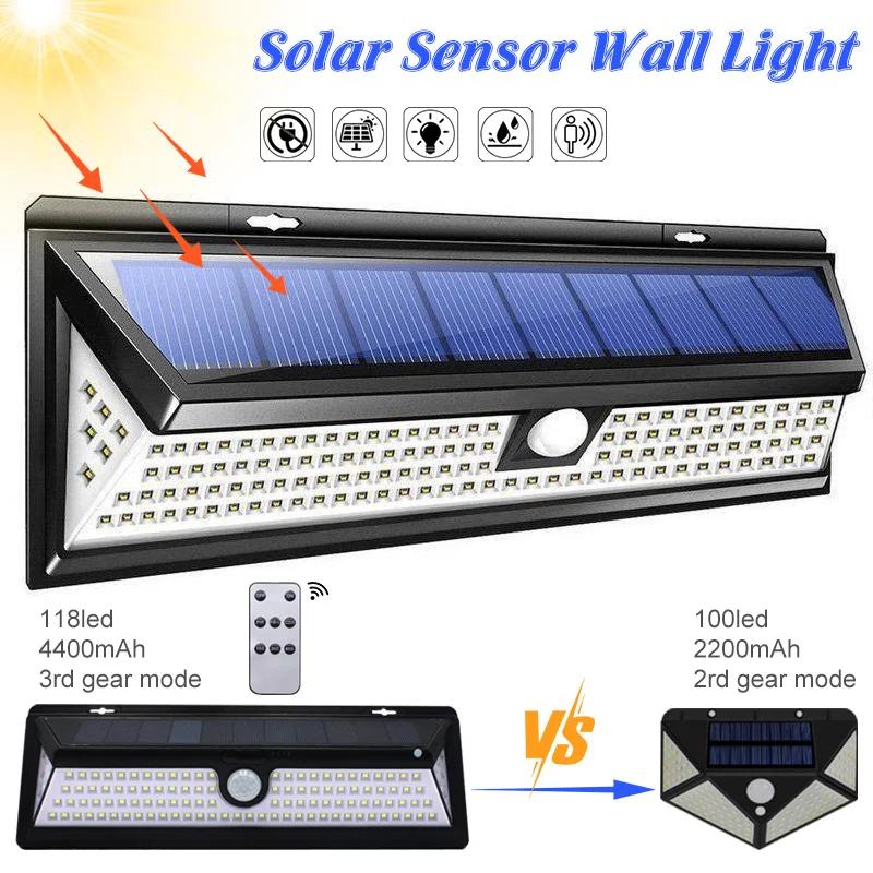 LED Solar Licht Außen Motion Sensor Wand Licht Wasserdichte Garten Lampe Strahler Für Garten Weg Straße