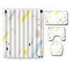 Watercolor Textured Bathroom Shower Curtain Floor Mat Toilet Cover Foot Mat Four-Piece Set