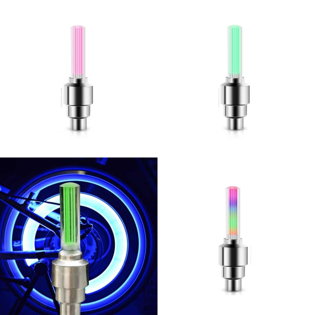 Bicycle Valve Cap Lights With Led Illumination For Cycling Accessories And Safety