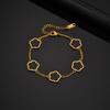 Klassiek Roestvrij Staal Armband voor Mannen, Vijf Blad Bloemen Goud Zilver Kleur Armband, Mode Waterdicht Hoge Kwaliteit Sieraden
