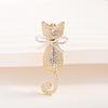 Cute Kitten Brooch: Japanese & Korean Design with Micro-Inlaid Zircon, Two-Tone Electroplated Pin.