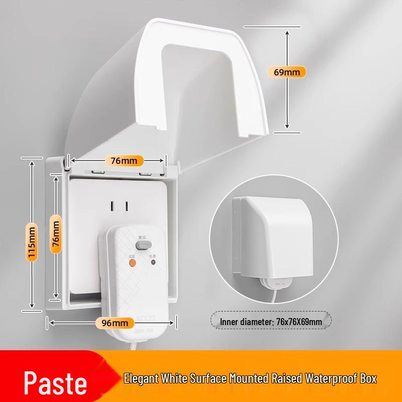 Type 86 Waterproof Self-Adhesive Switch Cover, Splash-Proof Box for Bathroom