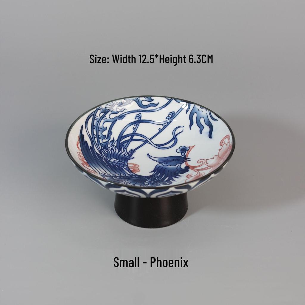 Chinese Blue and White High-Footed Porcelain Pastry Plate - Small Size for Fruit, Tea, Snacks, Nuts, or Pot Stand
