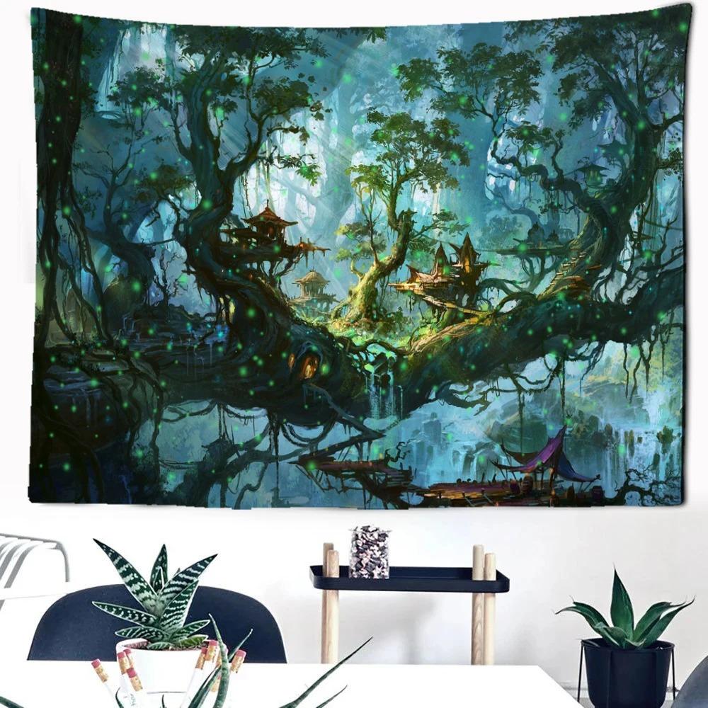 Волшебный лесной домик на дереве Замок Узор Модный домашний декор Гобелен Гостиная — фото 5