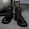 Brand Autumn Winter Men Genuine Leather Boots Casual Motorcycle Boots Men Outdoor Military Ankle Boots Side Zipper Snow Shoes