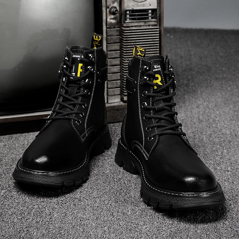 Brand Autumn Winter Men Genuine Leather Boots Casual Motorcycle Boots Men Outdoor Military Ankle Boots Side Zipper Snow Shoes