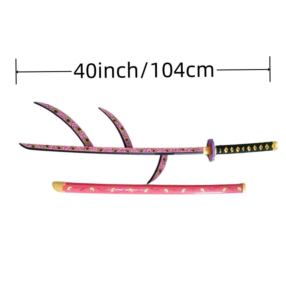 104cm Demon Slayer Kokushibo Katana Kimetsu No Yaiba Sword Blade Anime Cosplay Prop Real Size Japanese Katana Samurai Sabre Toy
