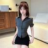 Summer Slim-fit Pleated Skirt and Waist-cinching Shirt Set