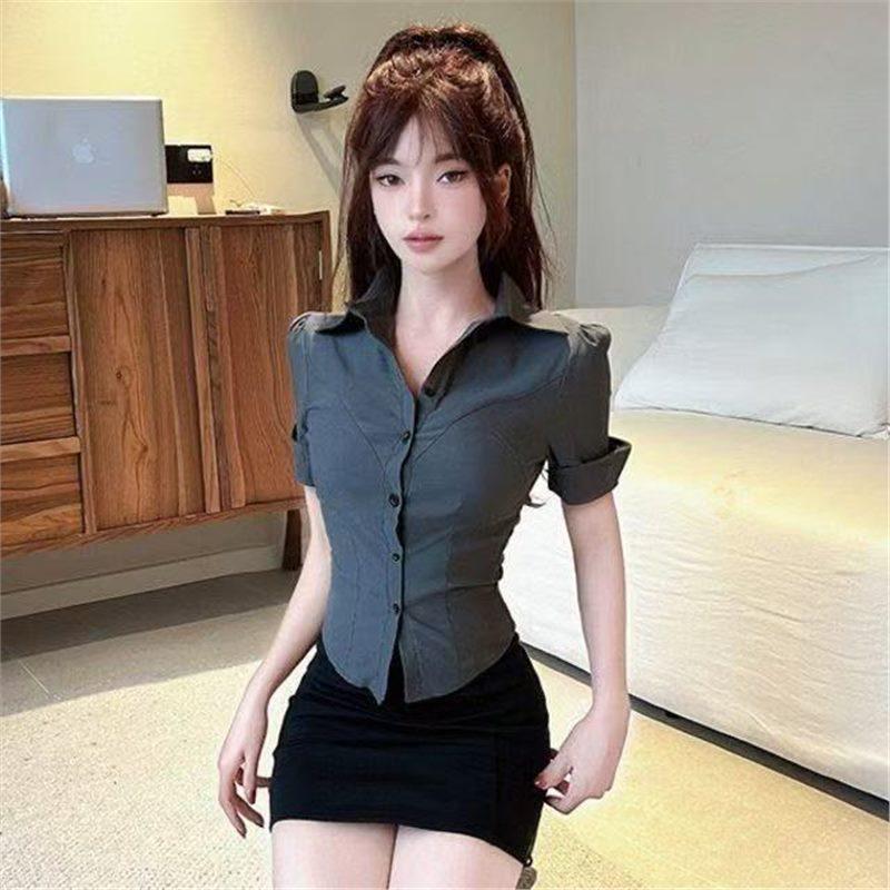 Summer Slim-fit Pleated Skirt and Waist-cinching Shirt Set