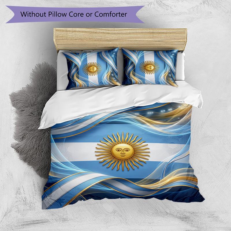 Set Biancheria da Letto Stampata Calcio Argentina 3 Pezzi Copriletto Traspirante Accogliente come Regalo per Inaugurazione Casa o Festa