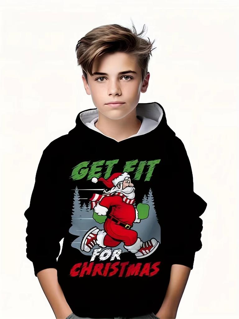 Kids Clothes Funny Christmas Hoodies Reindeer Santa Claus Long Sleeve Thin Sweatshirt for Boys Girls Xmas Gift for Children Top