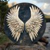 Metal Feather Angel Wings Sign Weatherproof Wall Decor Art for Home Office