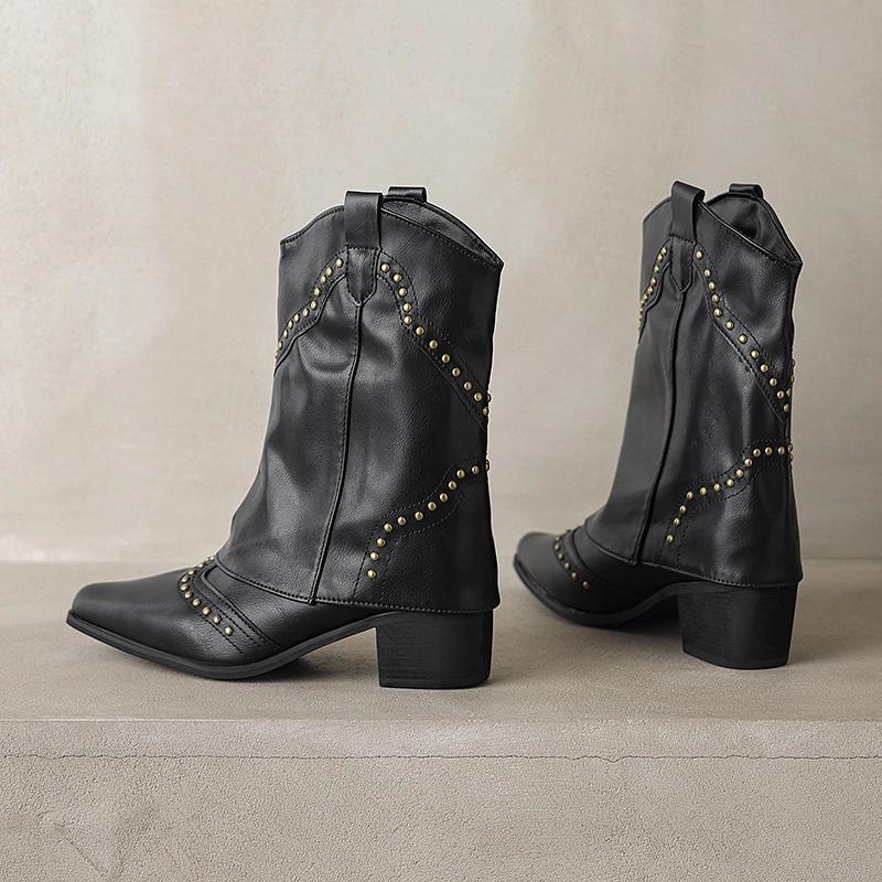 2024Autumn/Winterside Zipper Over Knee Boots High Heel Round Head Abrasive Leather Thick Heel Large Size Zipper Thigh-high Boots