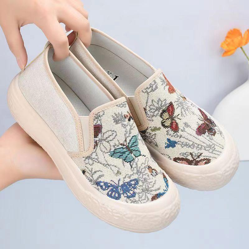 Spring and summer new fisherman shoes canvas women's shoes fashionable versatile Chinese style casual thick-soled lazy one-pedal single shoes women