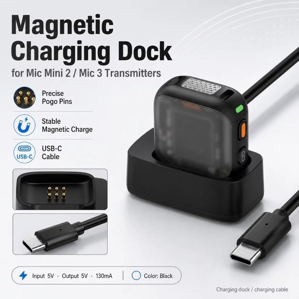 Type-C Microphone Transmitter Charging Dock Magnetic Mic Charger Line for DJI Mic Mini 2/Mic 3