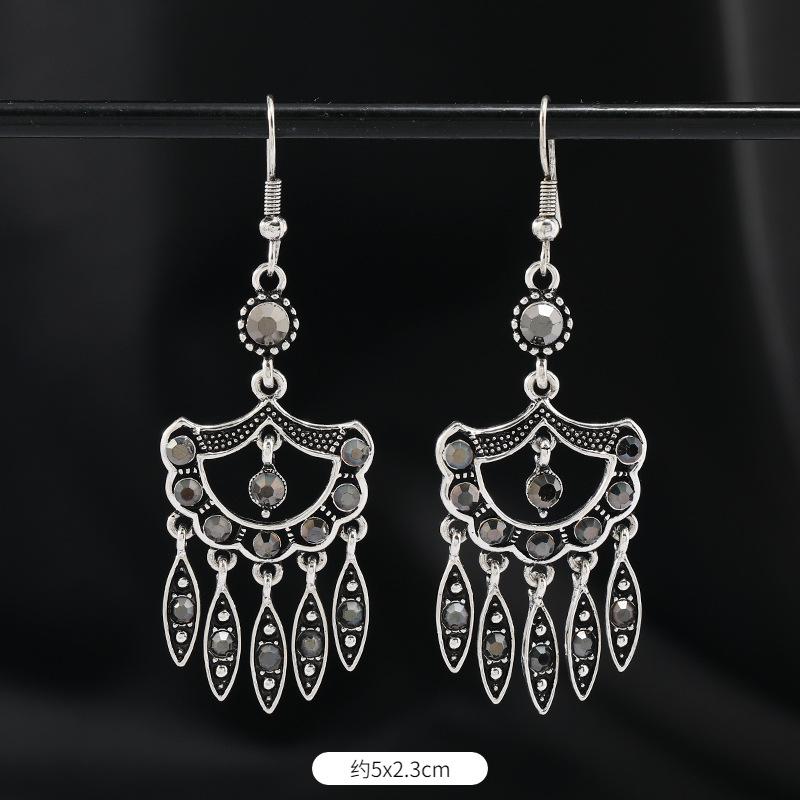 Original Design Earrings Retro Court Fringed Temperament Earrings Women's Long Crystal Ear Jewelry