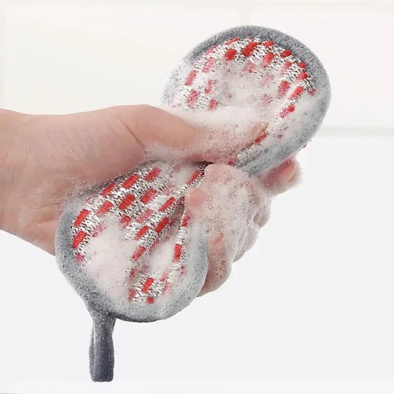 1PC Scrub Sponges Dishes Double-sided Magic Wipe Microfiber Non Stick Pot Cleaning Sponges Kitchen Tools Wash Pot Gadgets