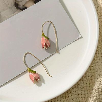 Vintage Tulip Earrings Delicate Ear Jewelry Exquisite Floral Ornament Perfect For Women Daily Causal Decor