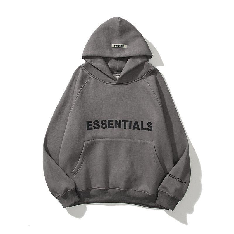 Trendiger Unisex Hoodie mit Plus Samt und Doppellinien-Schriftzug XL graue