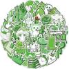 50PCS Green Item Stickers Decorative Guitar Phone Case DIY Luggage Laptop Tablet Waterproof Stickers