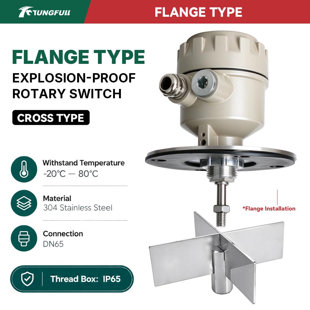 Rotating Material Level Sensor Rotary Paddle Level Switch 304 Stainless Steel Blade for Silo Bin Powder Granule Monitoring