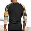 Men's top with three-quarter sleeves and camouflage print