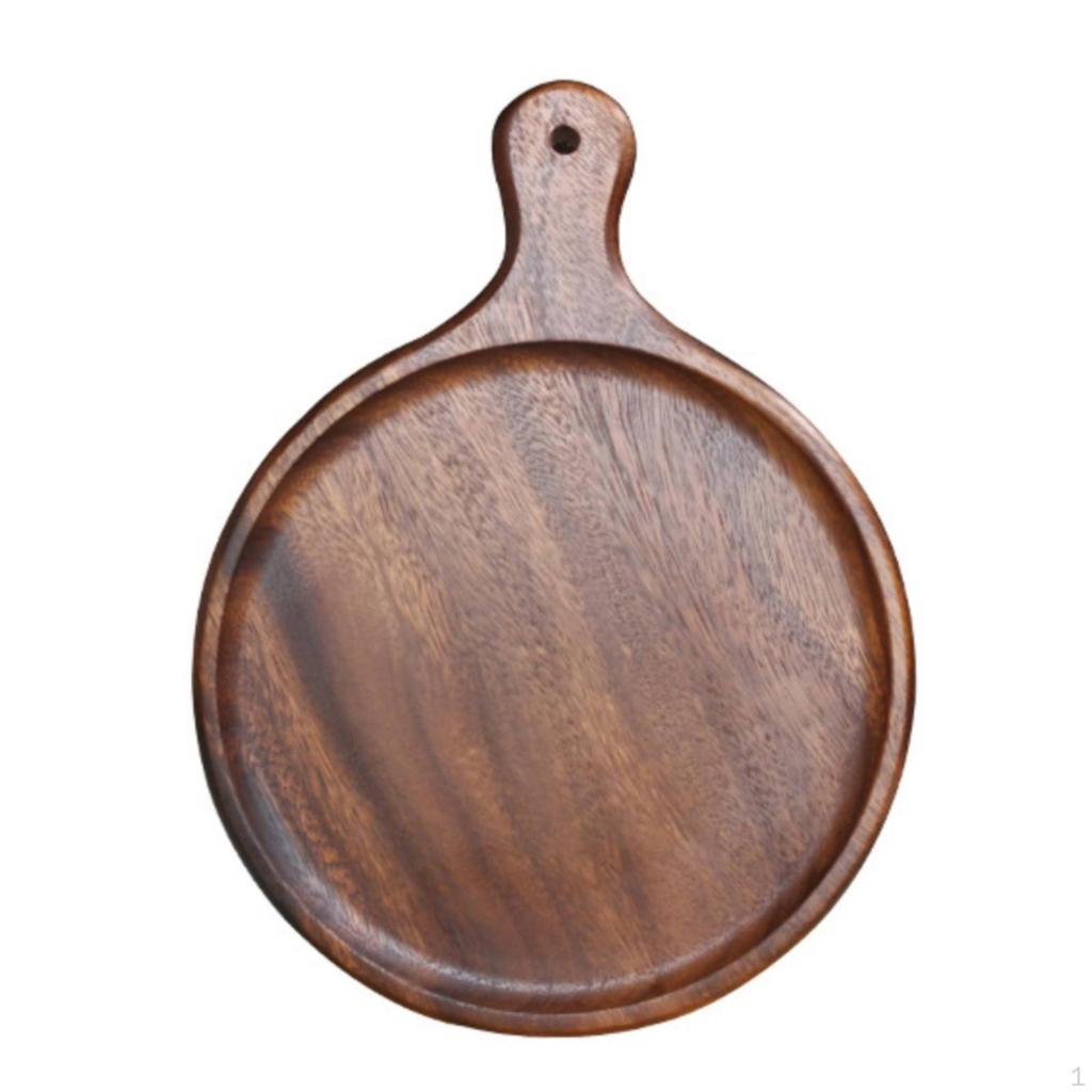 Wooden Serving Board with Handle Pizza Smooth Walnut Platter for Hosts,