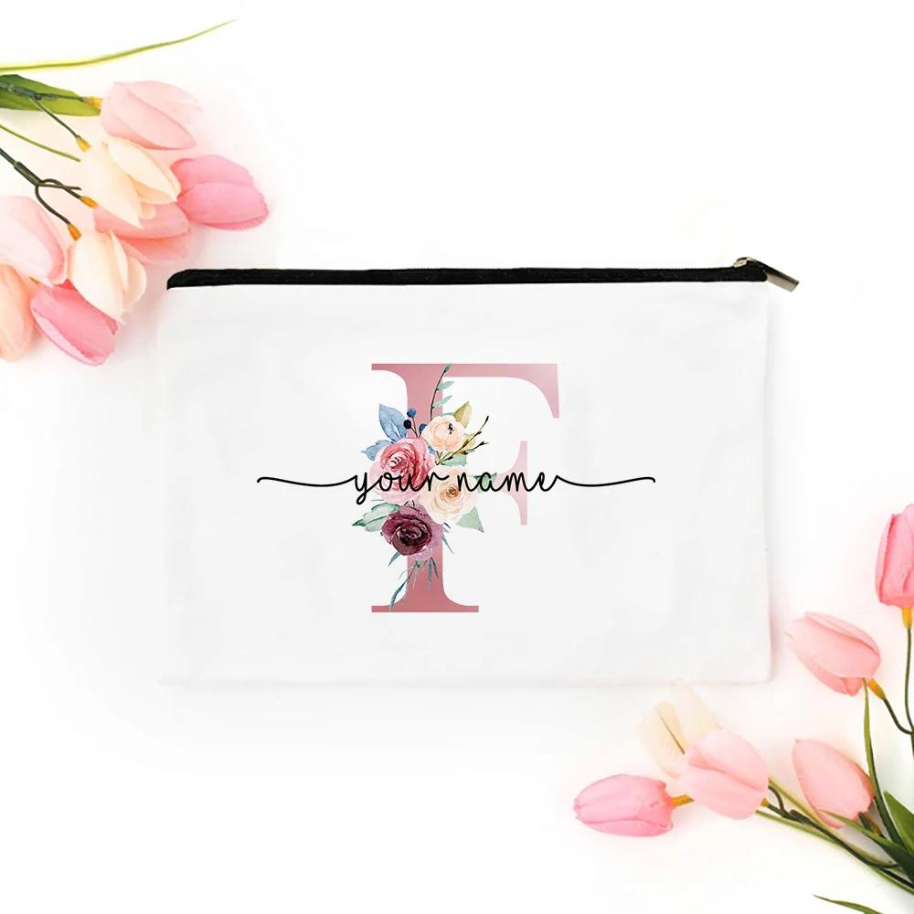 Personalized Makeup Bag Bridesmaid Cosmetic Bags Pouch Gifts for Her Custom Initial Make-up Toiletry Bag Bridesmaid Proposal