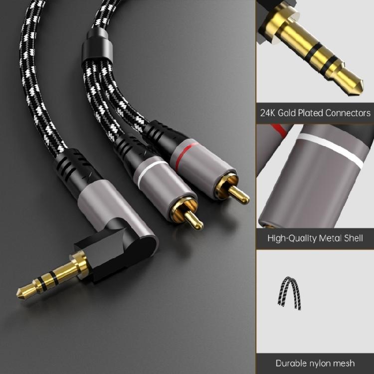 3.5mm To 2RCA Auditory Adapter Cable Cord Flexible For Noise less Signal Transfer Between Devices