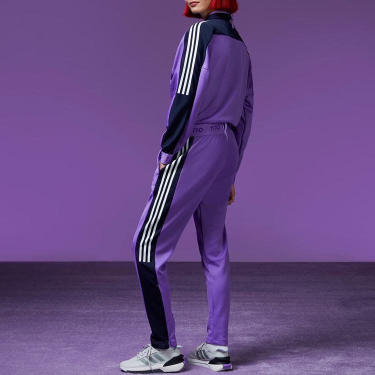 Adidas Side Stripe Printed Casual Sports Pants Women Pants Purple HY3849