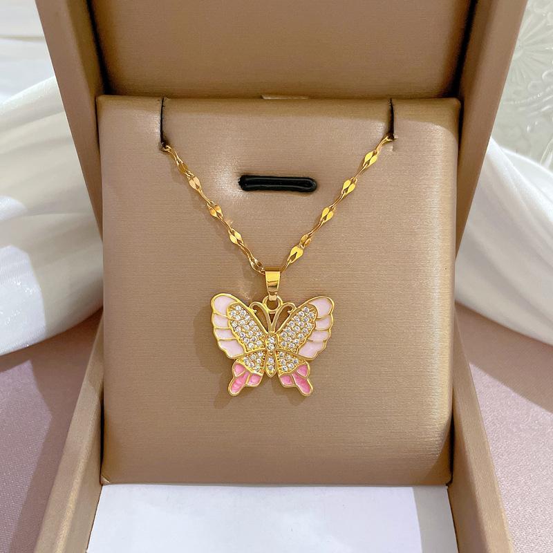 Heavy Industry Exaggerated Micro-Inlaid Real Gold Electroplating Necklace Female Transfer Bead Collarbone Chain With Jewelry