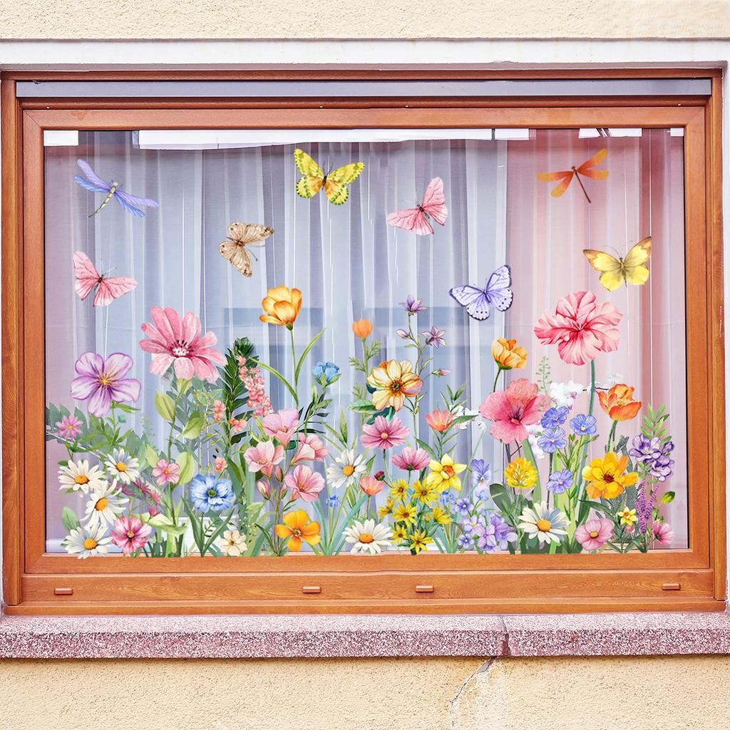 Floral Window Clings Window Decals Easy Damp-apply Installation