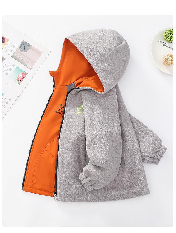 Wendbare Fleece-gefütterte Jacke für Jungen: Wasserdichte Kinder-Windjacke für Frühling & Herbst, Modell 2026.