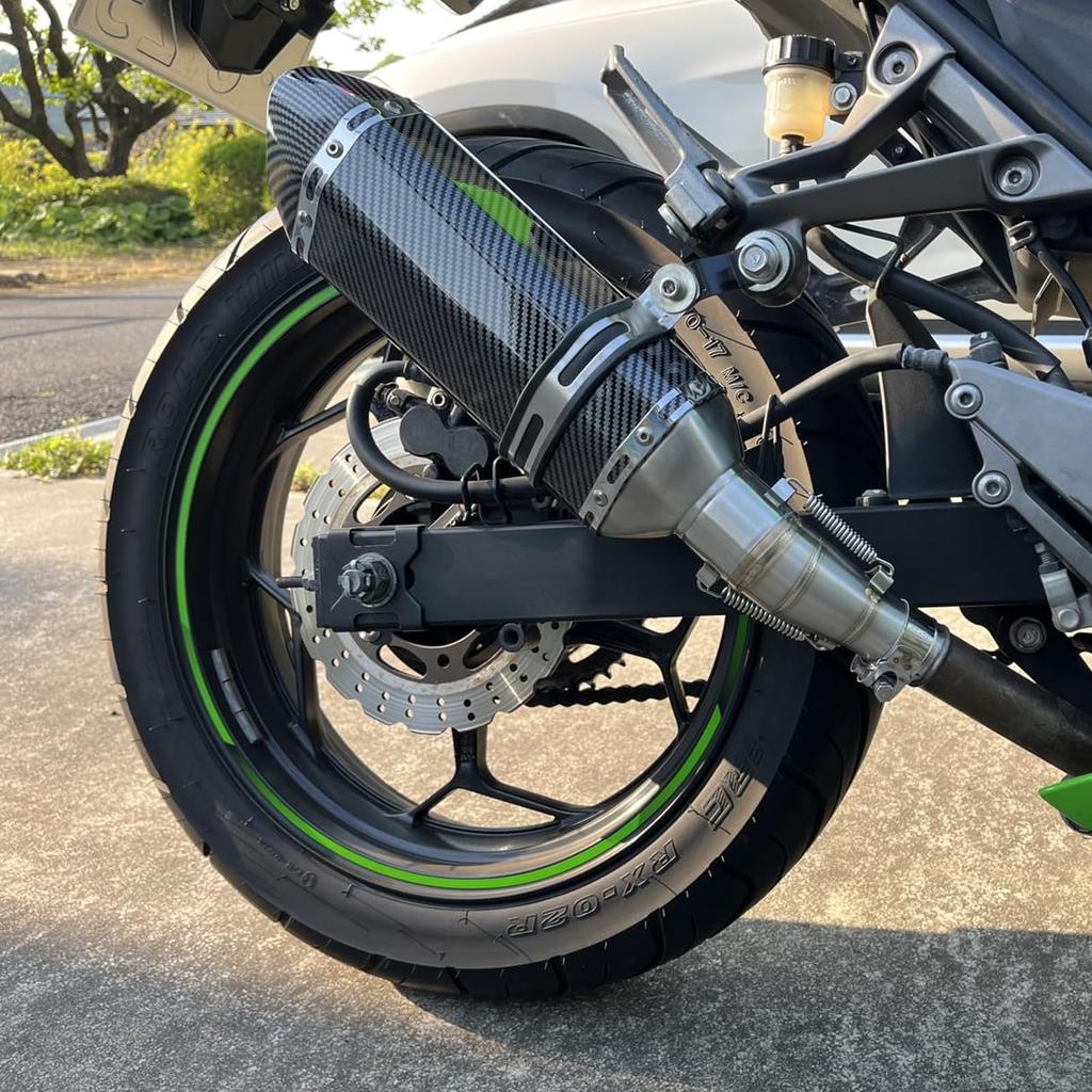 Motorcycle Exhaust Muffler Compatible with Kawasaki Ninja and Z300 Mid-Pipe Exhaust, Slip-On 250R, 250, 300, Z250, (2008-2017)