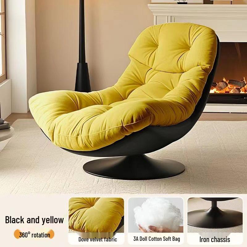 Eggshell Swivel Rocking Chair: Light Luxury Recliner for Living Room or Balcony