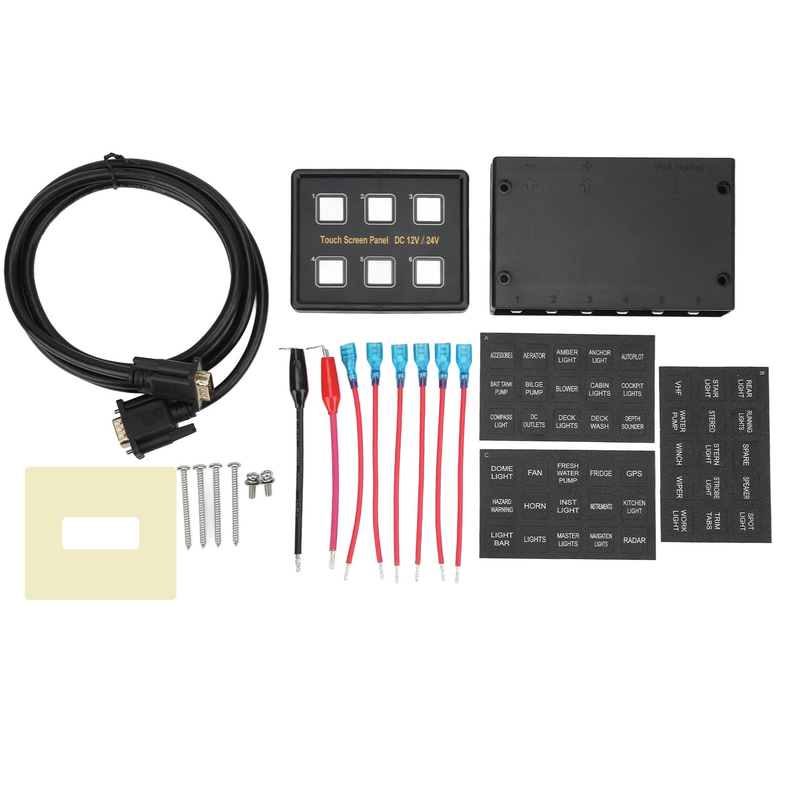 

6-клавишная сенсорная панель переключателей ABS Тонкая панель сенсорного управления Водонепроницаемая DC 12–24 В для дома на колесах, лодки, яхты