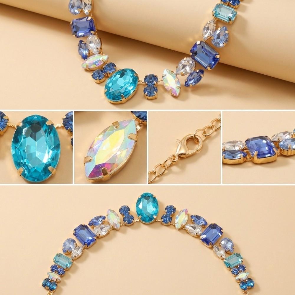 Decoration Vintage Chunky Necklace Charm Exaggerated Necklace Rhinestone Necklace Vacation