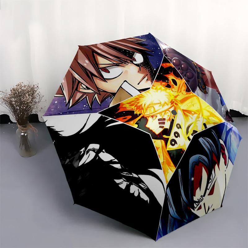 1pc Naruto, Dragon Ball Z, Fairy Tail, One Piece Outdoor Umbrella - Automatic Opening/Closing, Portable 3-Fold Design with 8-Bone Iron Frame - Perfect