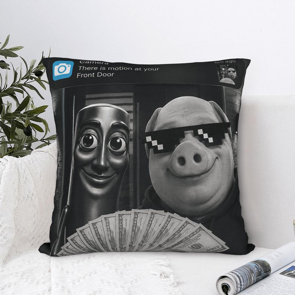 Povlak na polštář Tung Tung Tung Sahur John Pork Meme Brainrot Design Potah na polštář pro kancelář, auto, domácí dekorace Nové povlaky na polštáře