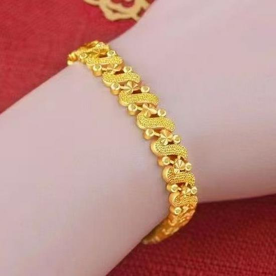 Unisex Gold S-Shaped Bracelet & Heart Wheat Ear Necklace