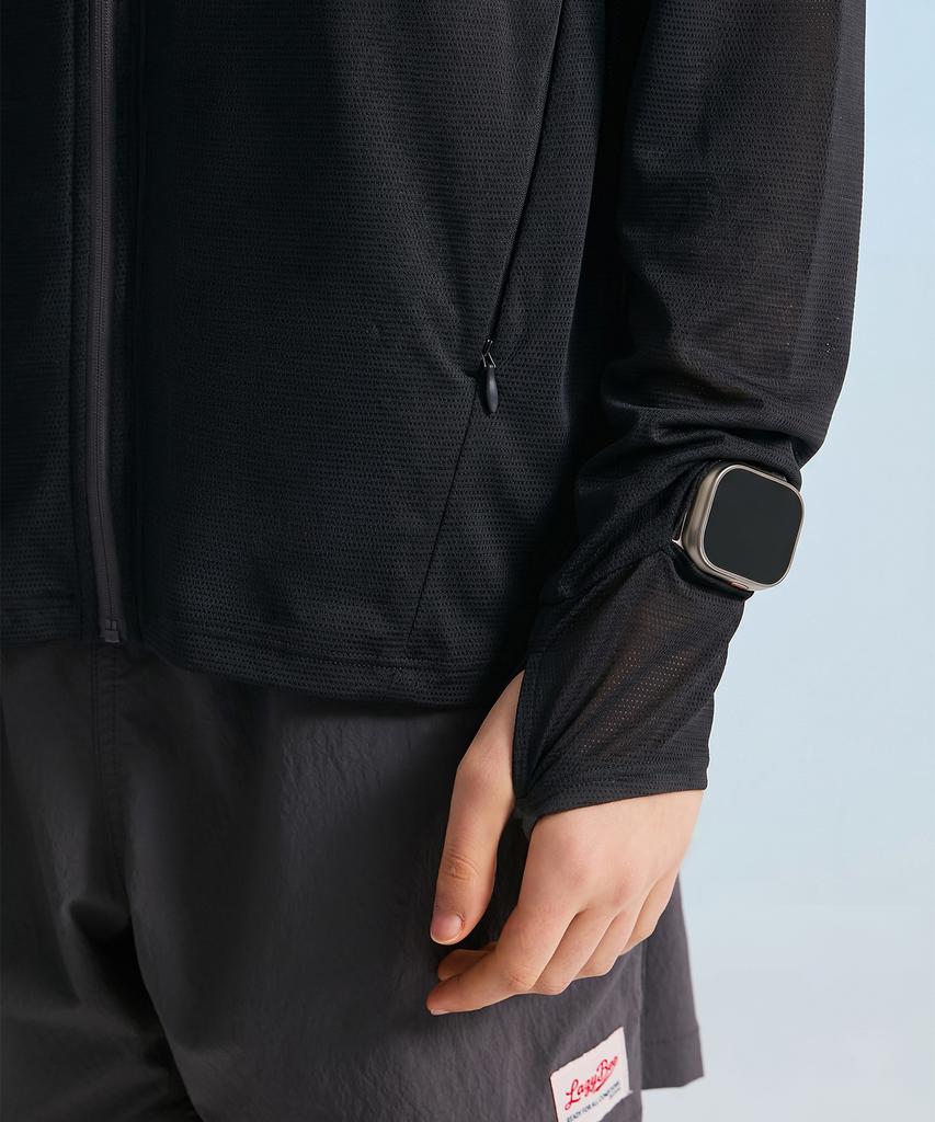 Leijibi [Set] Techflow Hydro Stand Neck Zip-Up Rash Guard + Swim Shorts Set M Black