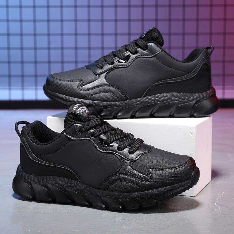 New Leather Waterproof Running Shoes Women's Shock Absorption Ultra-light Casual Shoes Flat Sneakers