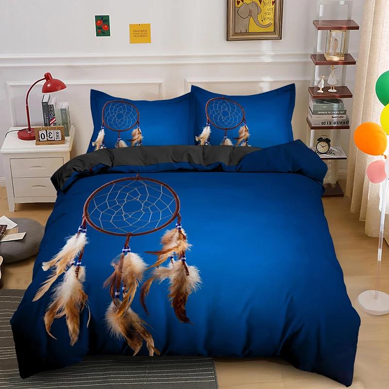 Dreamcatcher King Queen Duvet Cover Bohemian Style Bedding Set For Teen Girl Women Orange Sunset Scenery 2/3Pcs Soft Quilt Cover