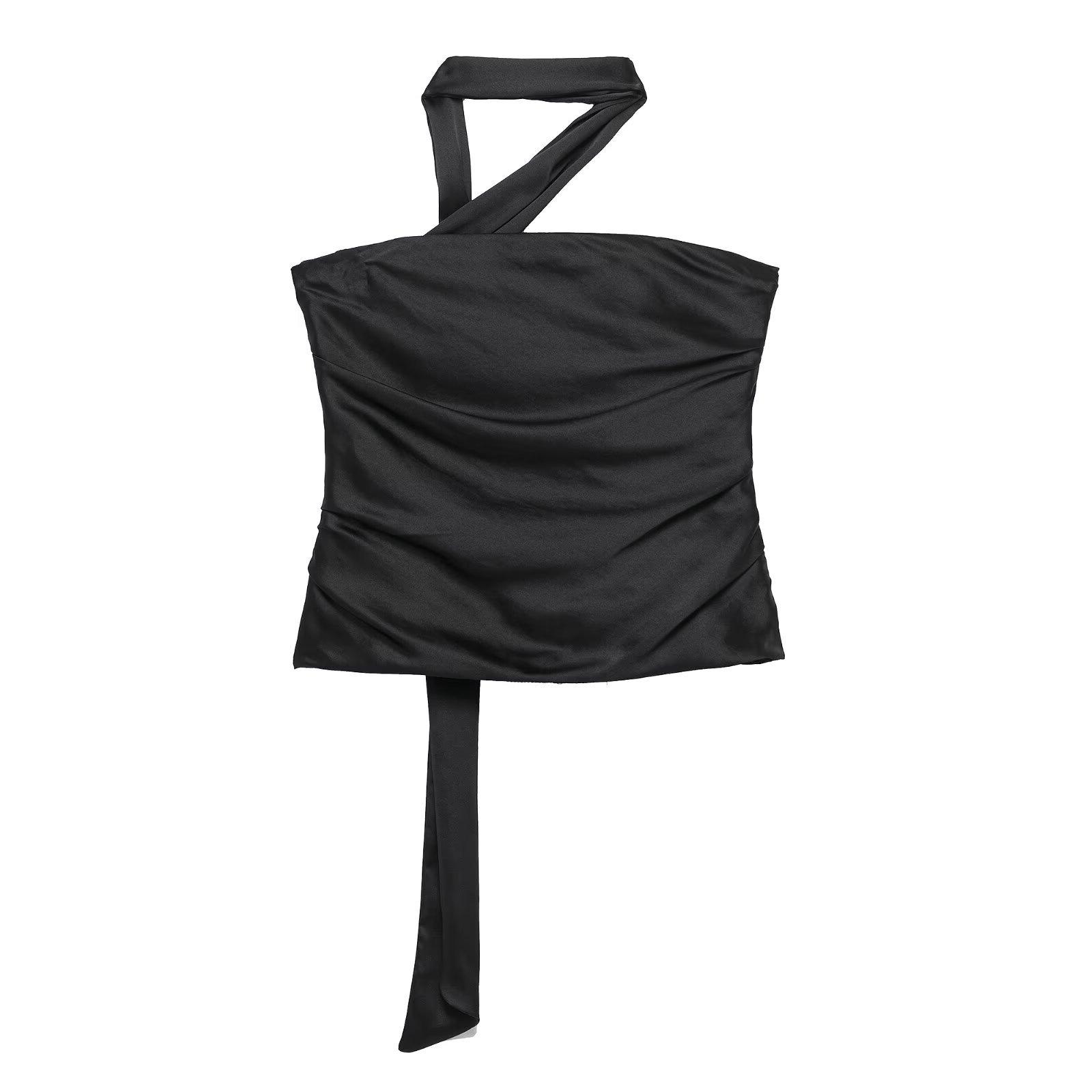 

TAOP&ZA Summer Halter Backless Scarf Collar Bustier Vest for Women Medium чорний