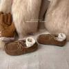 LUDAKE Deer Dake, Casual and Lazy Lace-up Loafers, Velvet Cotton Shoes, Women's New Frosted Leather Shoes In Autumn and Winter
