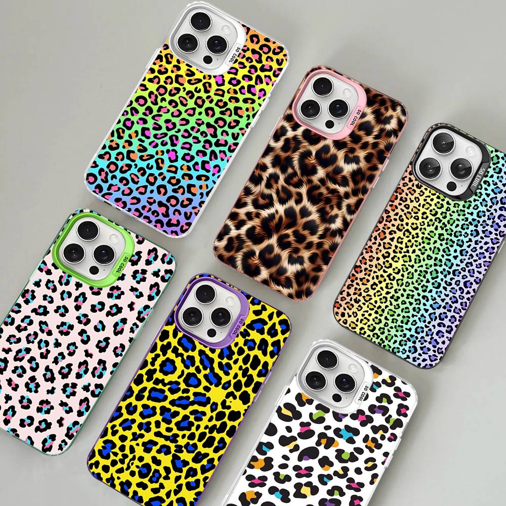 Classic Leopard Cheetah Phone Case For IPhone 17 16 15 14 13 12 11 Pro Max Plus Color Silver Cover