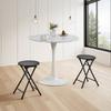 VECELO Folding Stools (Set of 2) - Lightweight, Slim, Portable, Fully Assembled, 46.5cm High, 100kg Weight Capacity, Wood Grain, Black