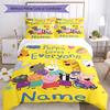 3Pcs Custom Name Peppa Pig Bedding Set Duvet Cover Closure Includes 1Duvet Cover 2Pillowcases Soft And Comfortable For All Seasons