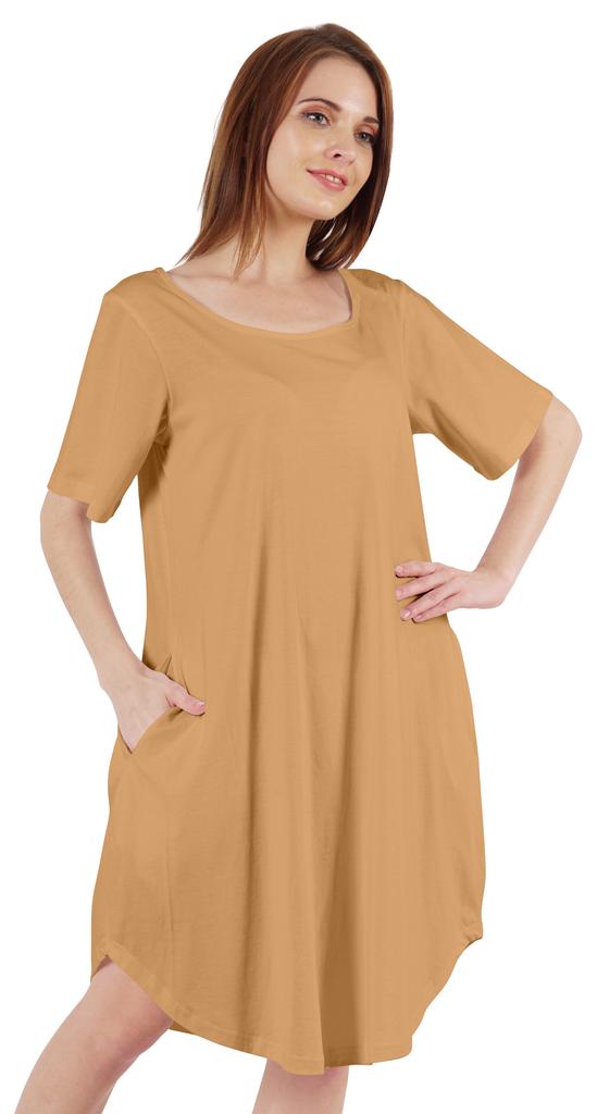 Inkmeso Noční košile pro ženy s krátkým rukávem W Noční košile s kulatým výstřihem Jersey tunika